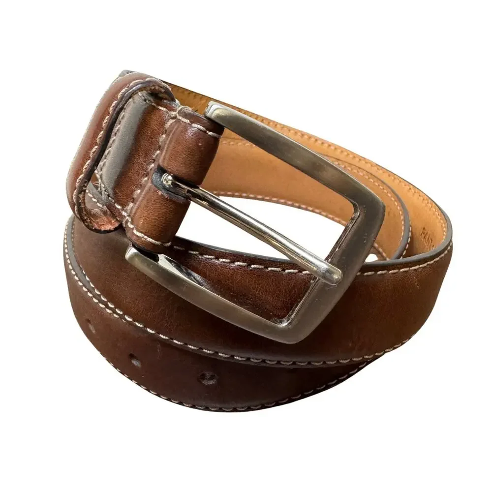 Kirkland signature Italian full grain leather belt brown size 32